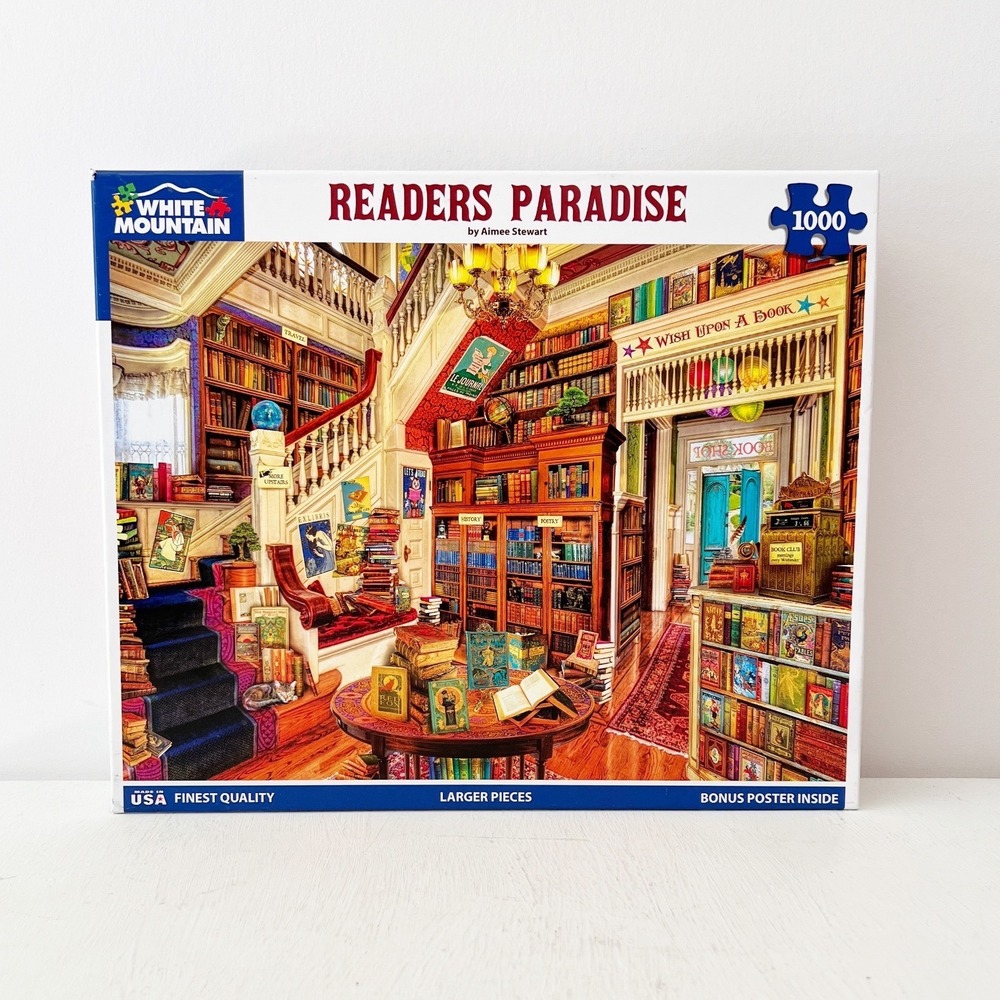 White Mountain Readers Paradise Puzzle 1000 Piece Aimee Stewart Library Scene